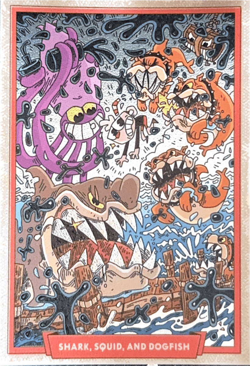 045 - Shark, Squid, and Dogfish - Cuphead out of the cards by Dario Moccia | BraccoTCG
